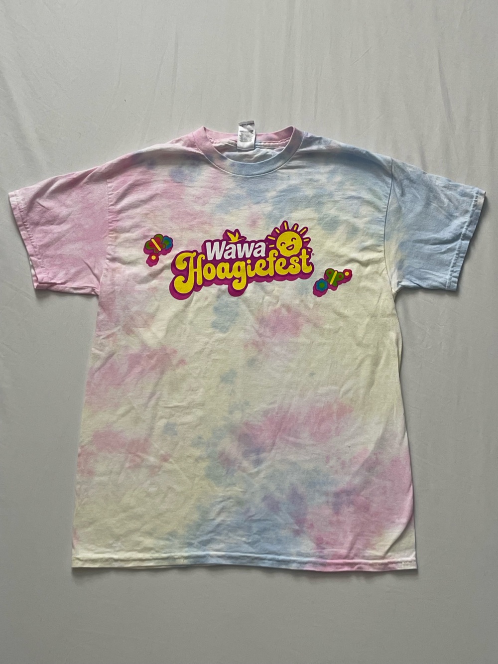 Wawa 2026 Hoagiefest Tie-Dye Short Sleeve Tee Shirt- Pink, Yellow, & Blue